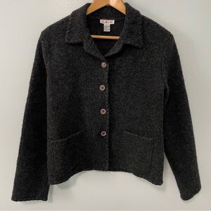 Talbots Vintage Charcoal Boiled Wool Jacket Size M